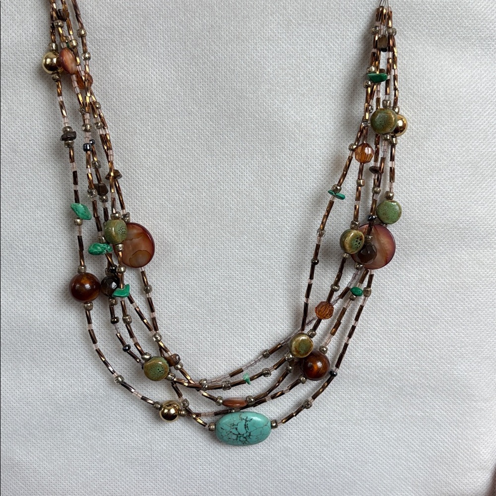 Multicolor Beaded Necklace with Earrings